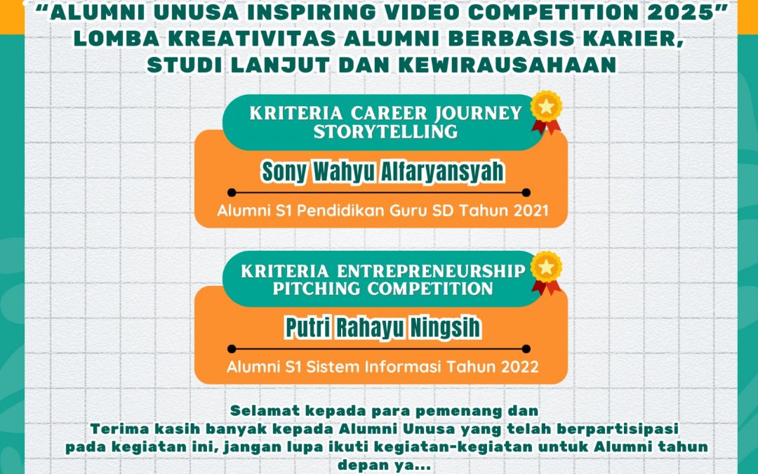 📢 PENGUMUMAN PEMENANG 📢Alumni Unusa Inspiring Video Competition 2025
