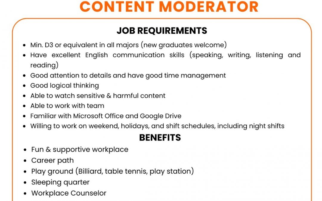 Gear Inc. is looking for Content Moderator to join our Bali team!